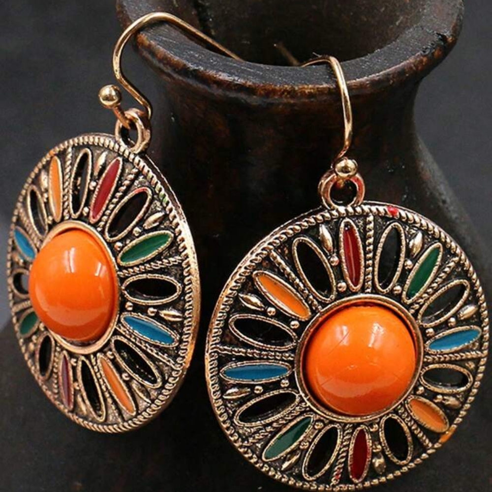 Vintage Geometric Drop Earrings Circle Earrings Dangle Earrings  For Her Earring